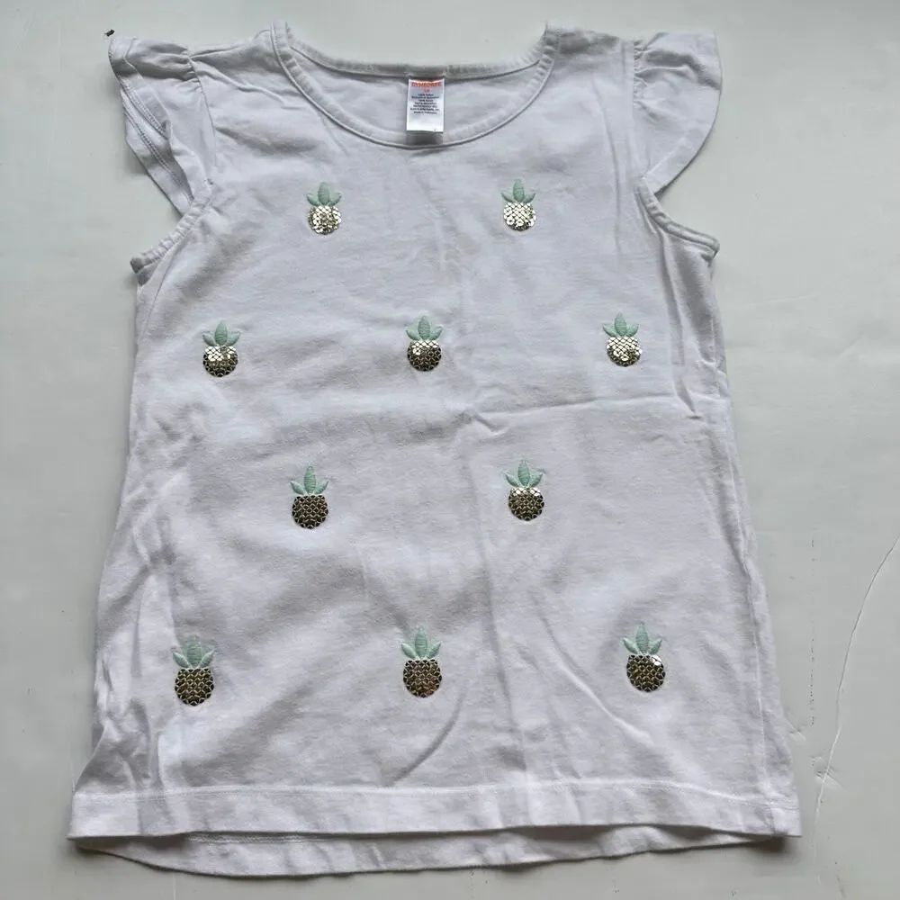 Gymboree White Pineapple Sequin Cap Sleeve Shirt - Size 10